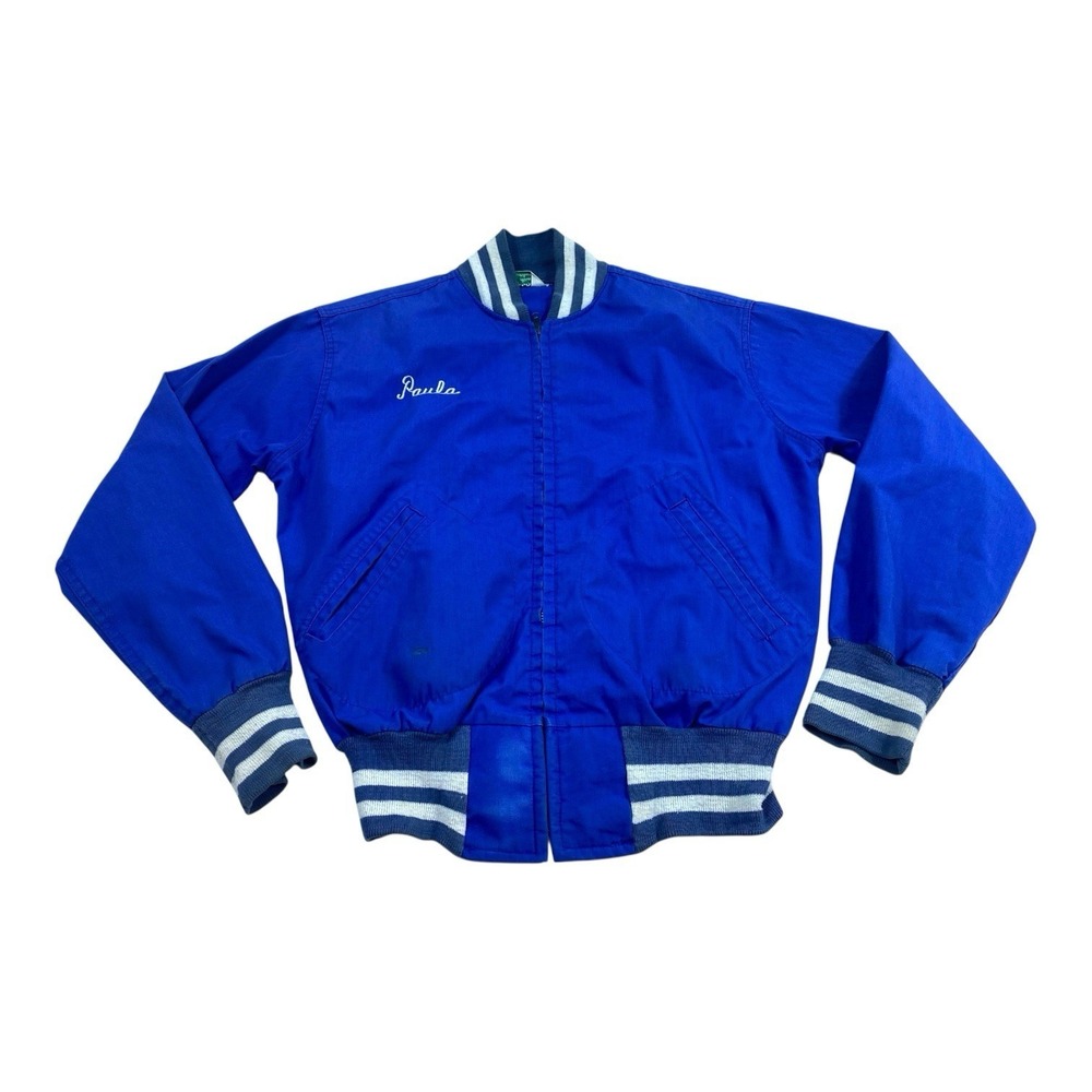 VTG 70's Varsity Bomber Jacket Womens SM Leechburg Cheerleader Paula Maple Sport - Picture 2 of 12